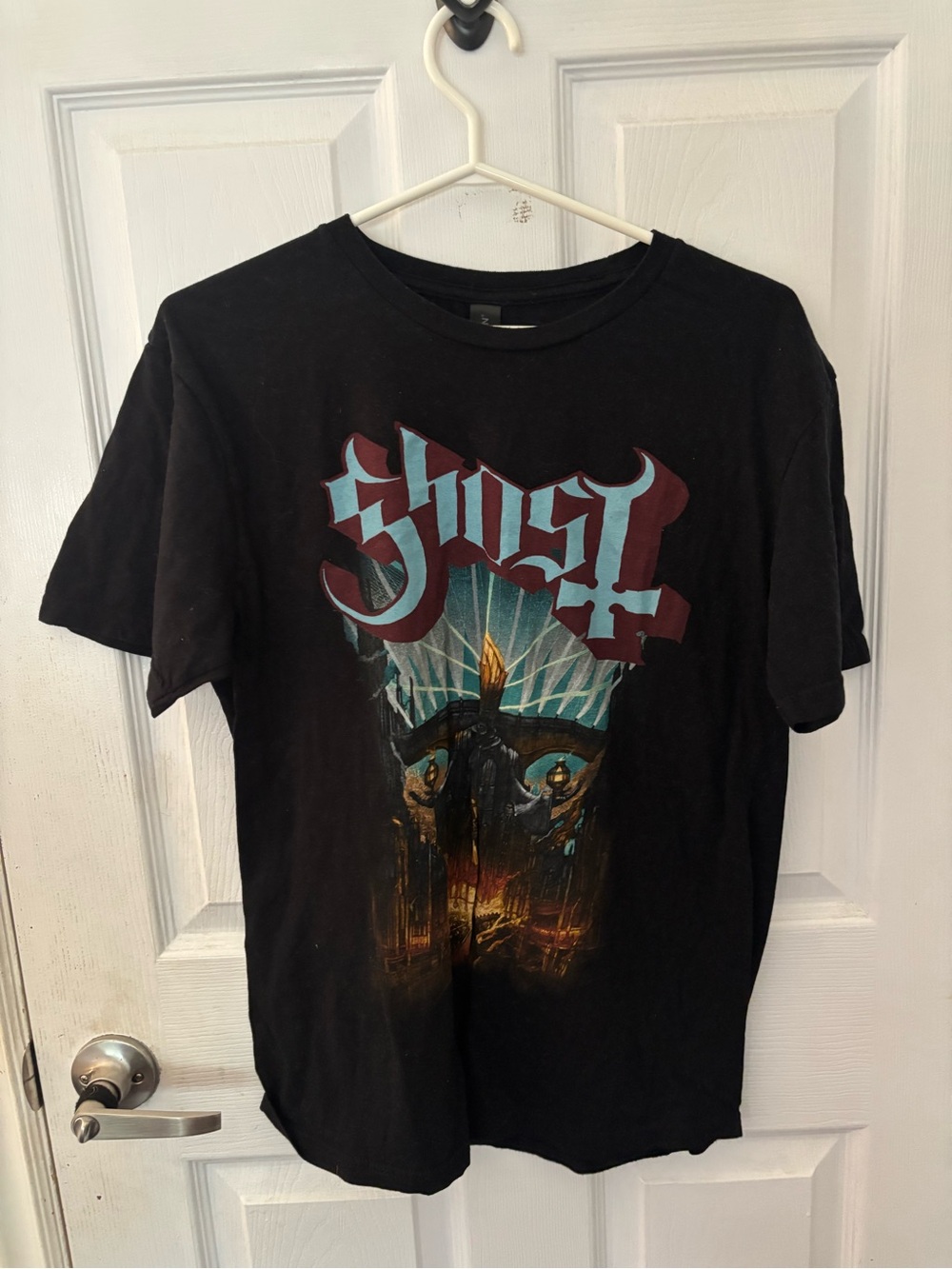 Gildan Black Ghost Graphic Tee with Teal and Burgundy Logo